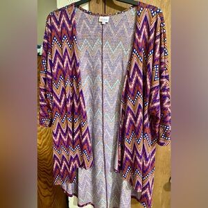 LuLaRoe EUC 27” PTP Sz: L Colorful Aztec Design Kimono